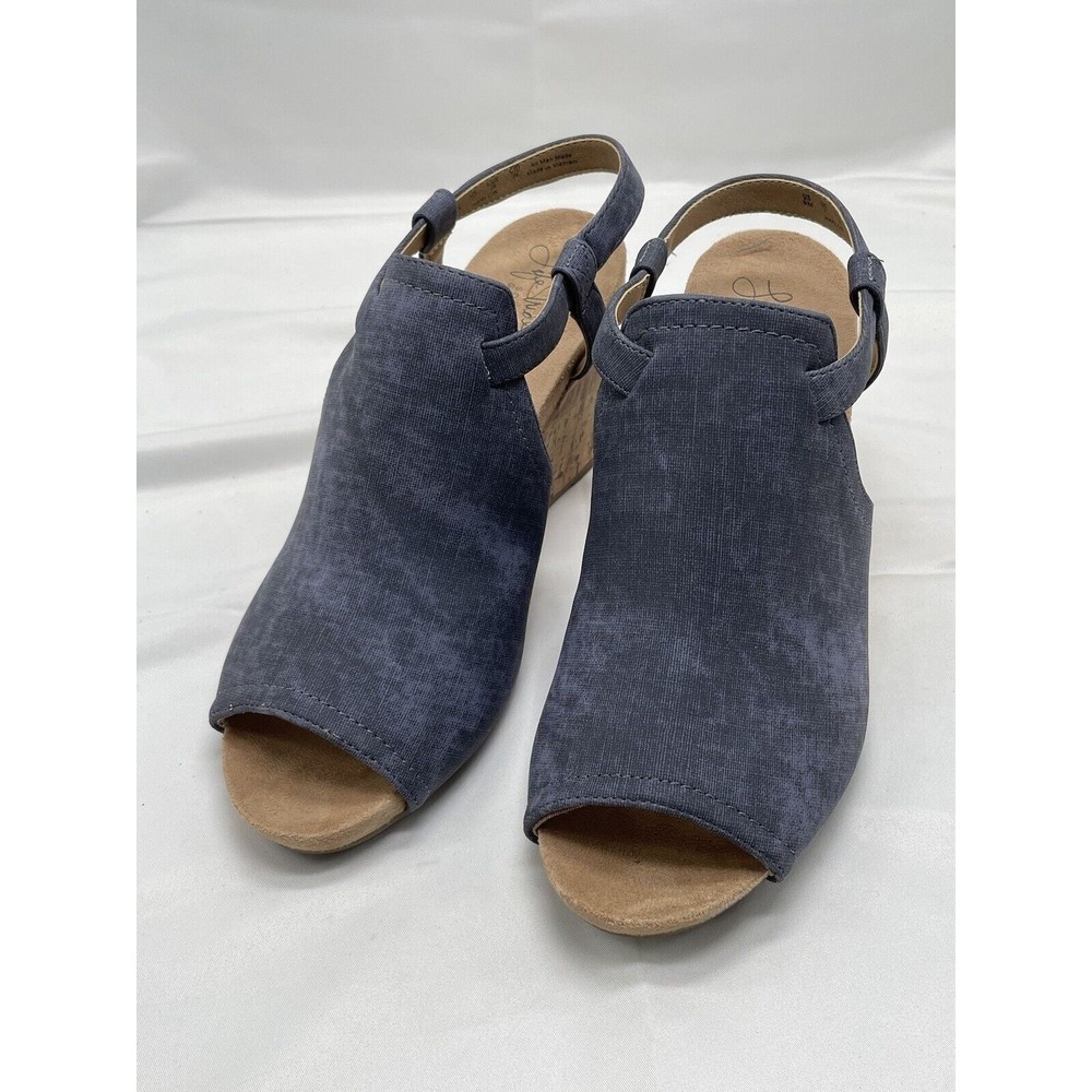 Life Stride Harlow Wedge Strap On Sandal Sz 9M Blue